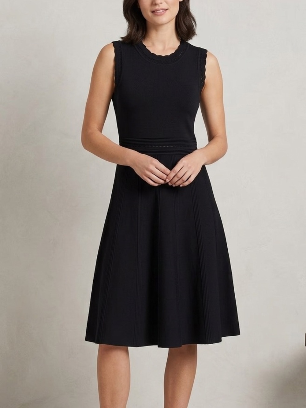 NWT Nicole Miller LBD Sleeveless Black Knit Fit-and-Flare Classic Modest Dress